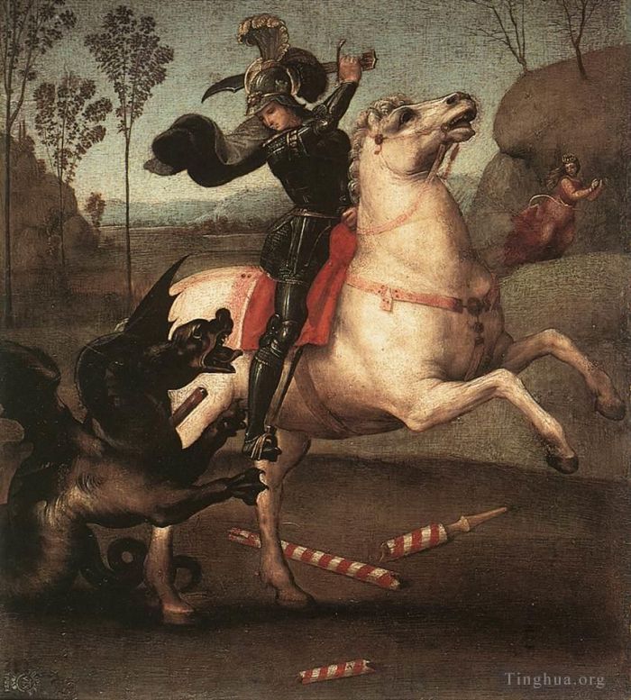 Raphael Oil Painting - St George Fighting the Dragon