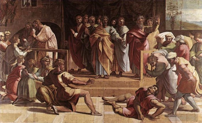 Raphael Various Paintings - The Death of Ananias