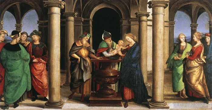 Raphael Various Paintings - The Presentation in the Temple Oddi altar predella