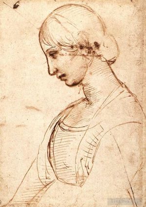 Artist Raphael's Work - Waist length Figure of a Young Woman