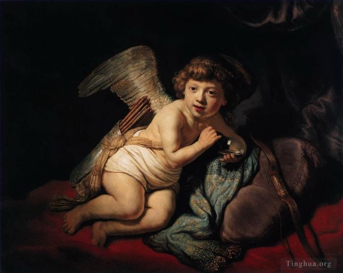 Rembrandt Oil Painting - Cupid Blowing Soap Bubbles
