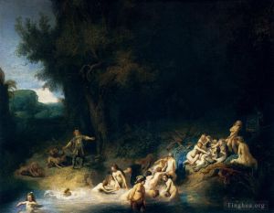 Artist Rembrandt's Work - Diana Bathing With The Stories Of Actaeon And Callisto