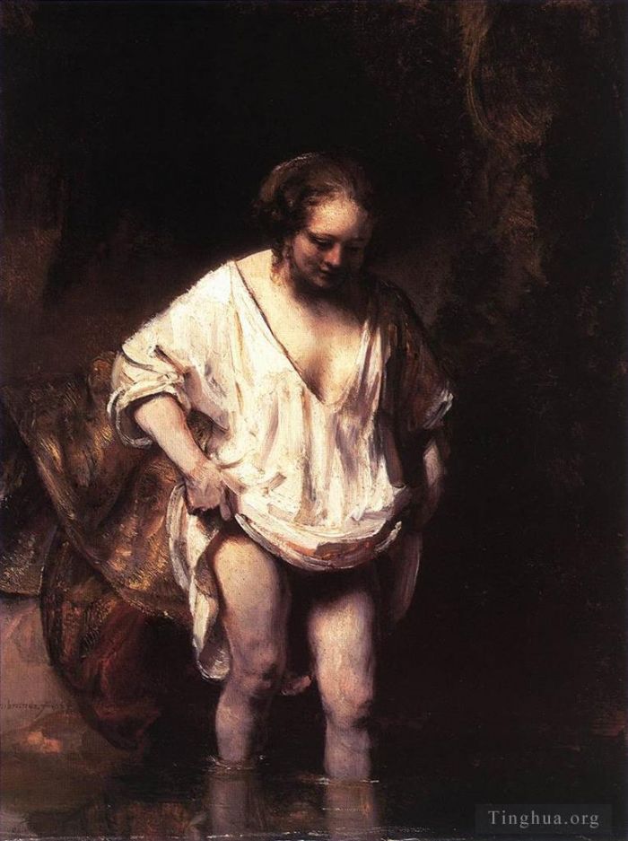 Rembrandt Oil Painting - Hendrickje Bathing in a River