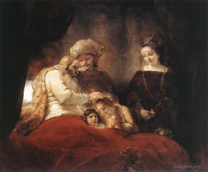 Artist Rembrandt's Work - Jacob Blessing the Children of Joseph