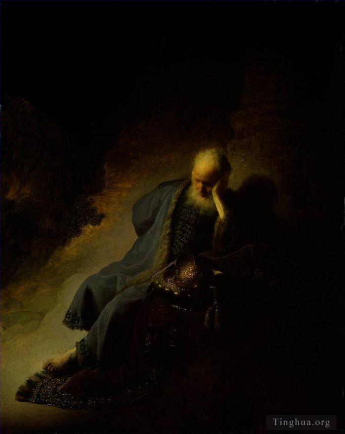 Rembrandt Oil Painting - Jeremiah Lamenting the Destruction of Jerusalem