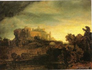 Artist Rembrandt's Work - Landscape with a Castle