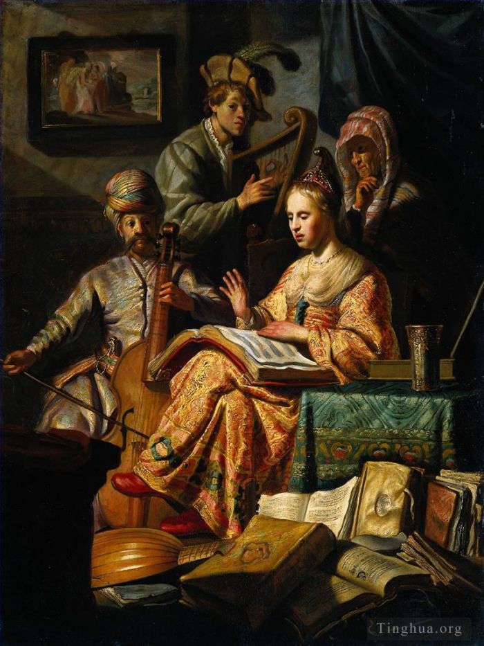 Rembrandt Oil Painting - Musical Allegory