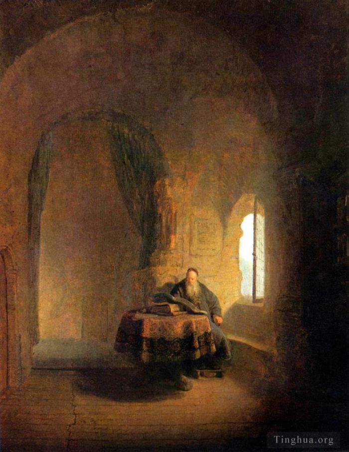 Rembrandt Oil Painting - Philosopher Reading