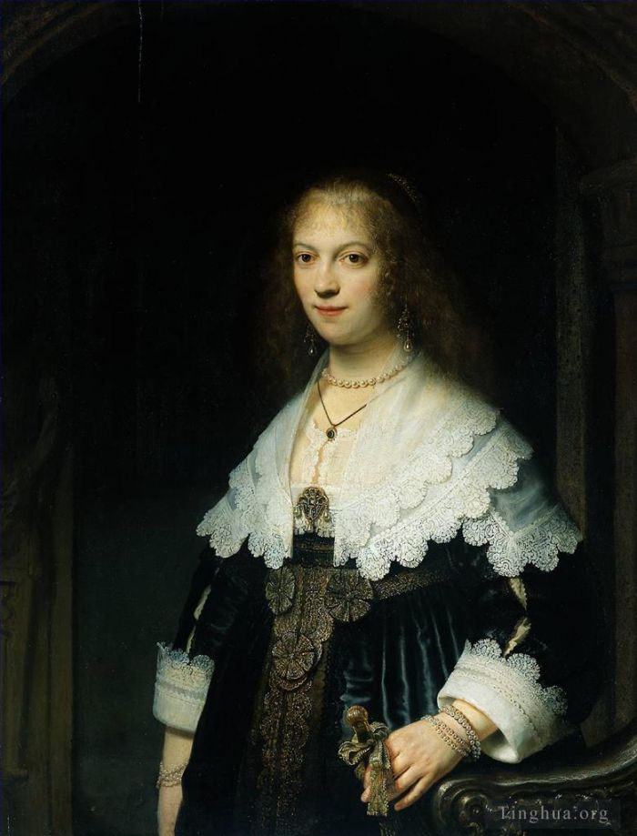 Rembrandt Oil Painting - Portrait of Maria Trip 1639