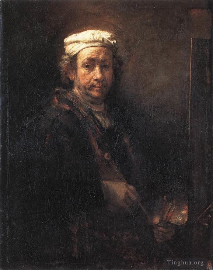 Rembrandt Oil Painting - Portrait of the Artist at His Easel 1660