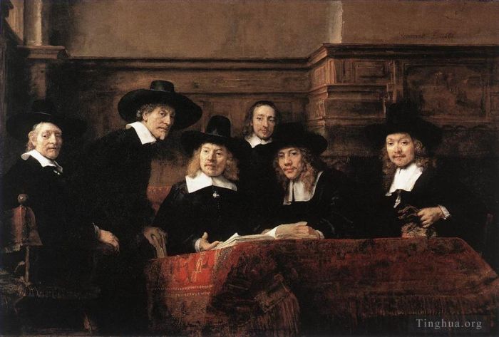 Rembrandt Oil Painting - Sampling Officials of the DrapersGuild