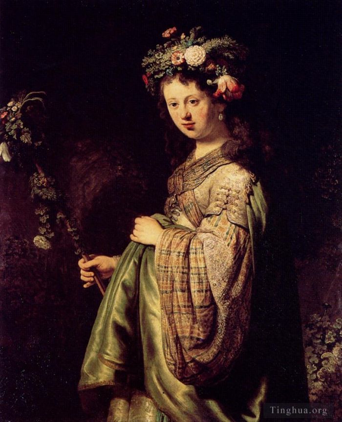 Rembrandt Oil Painting - Saskia As Flora