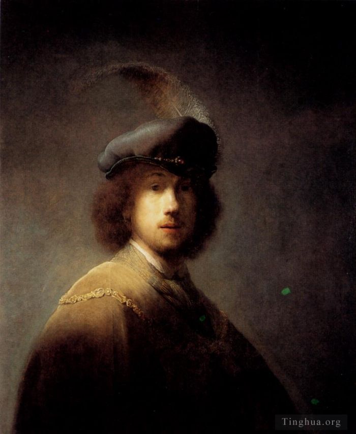 Rembrandt Oil Painting - Self Portrait In A Plumed Hat