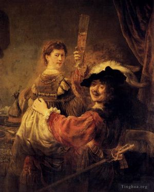 Artist Rembrandt's Work - The Prodigal Son in the Brothel (Rembrandt and Saskia in the Scene of the Prodigal Son in the Tavern)