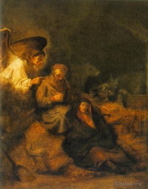 Antique Oil Painting - The Dream of St Joseph