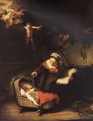 Artist Rembrandt's Work - The Holy Family with Angels