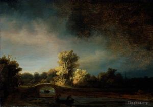 Artist Rembrandt's Work - The Stone Bridge 1638
