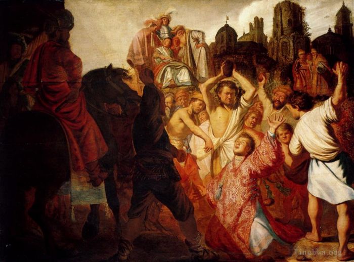 Rembrandt Oil Painting - The Stoning Of St Stephen 1625