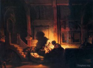 Artist Rembrandt's Work - The holy family night