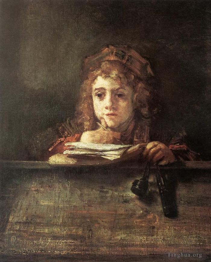 Rembrandt Oil Painting - Titus at his desk