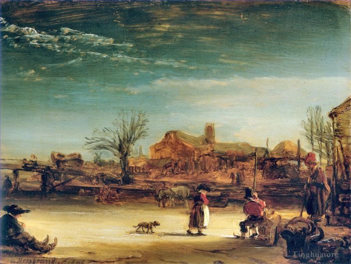 Rembrandt Oil Painting - Winter Landscape