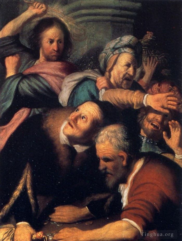 Rembrandt Oil Painting - Christ driving the moneychangers from the temple 1626