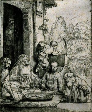 Artist Rembrandt's Work - Abraham Entertaining the Angels SIL