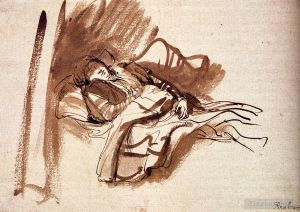 Artist Rembrandt's Work - Sakia Asleep In Bed