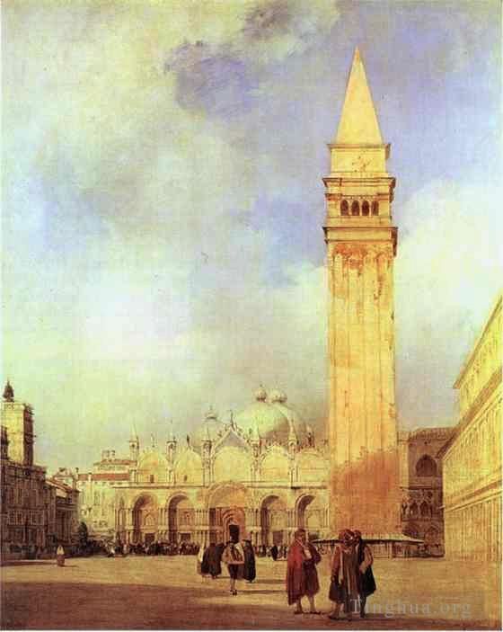 Richard Parkes Bonington Oil Painting - Piazza San Marco Venice