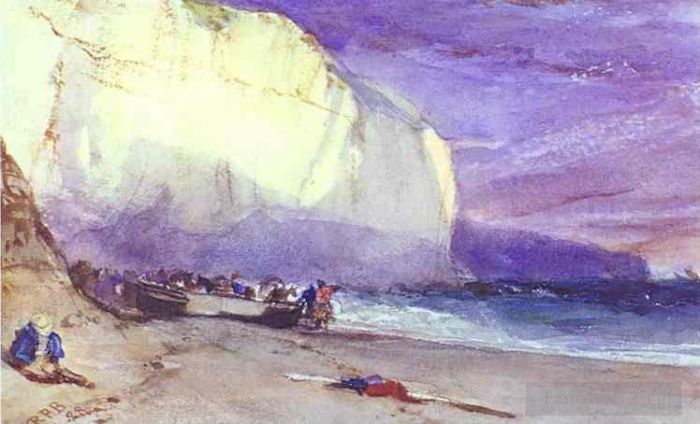 Richard Parkes Bonington Various Paintings - The Undercliff 182Romantic seascape Richard Parkes Bonington