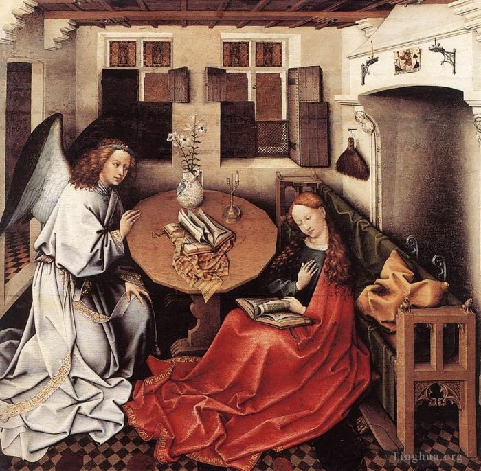 Robert Campin Oil Painting - Annunciation
