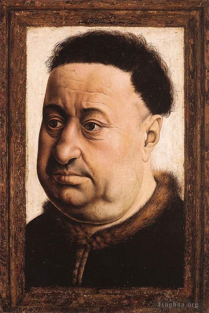 Robert Campin Oil Painting - Portrait Of A Fat Man