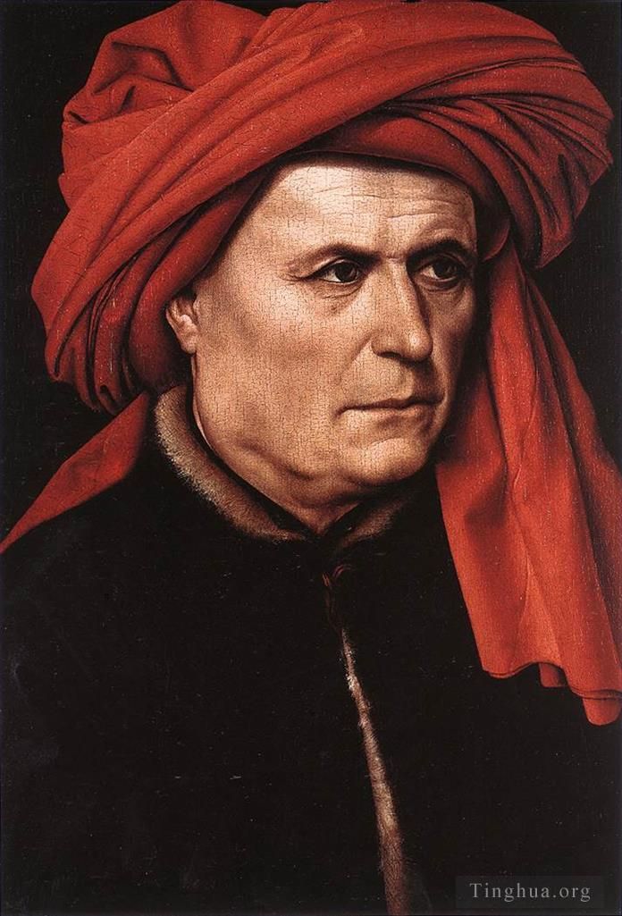 Robert Campin Oil Painting - Portrait Of A Man 1400