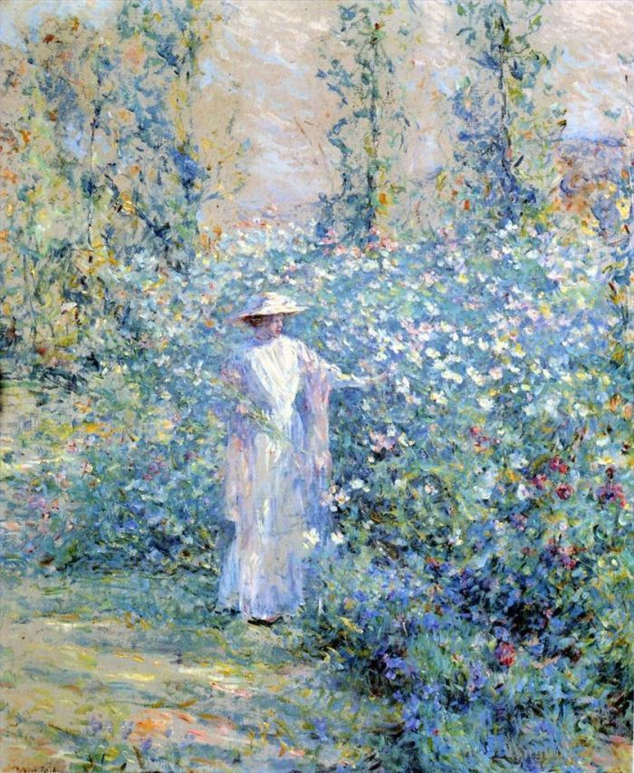 Robert Lewis Reid Oil Painting - In the Flower Garden