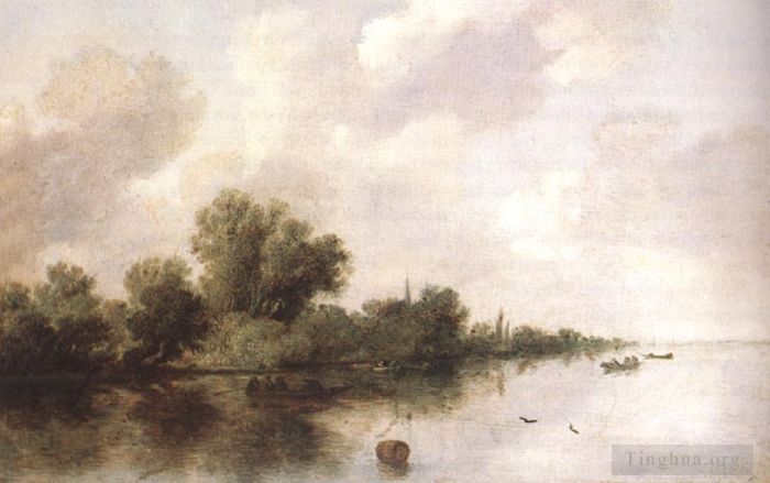 Salomon van Ruysdael Oil Painting - River Scene1