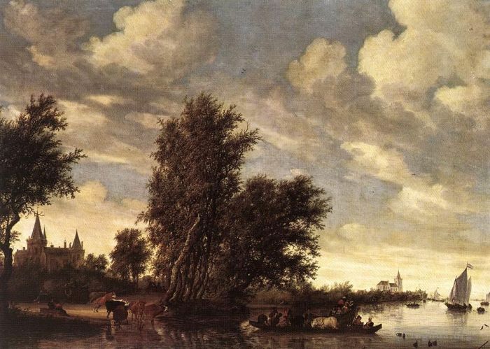 Salomon van Ruysdael Oil Painting - The Ferry Boat