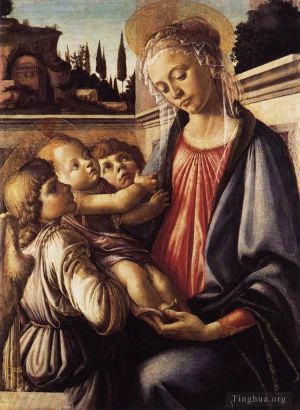 Artist Sandro Botticelli's Work - Madonna And Child And Two Angels