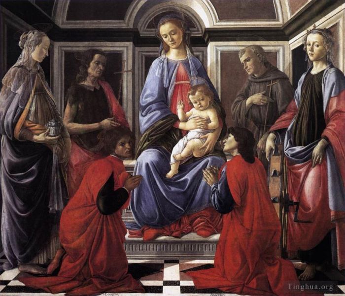 Sandro Botticelli Various Paintings - Madonna and Child with Six Saints (Sant Ambrogio Altarpiece)