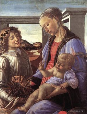 Artist Sandro Botticelli's Work - Virgin and Child with an Angel (Our Lady of the Eucharist)