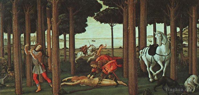 Sandro Botticelli Various Paintings - Killing the woman (The Story of Nastagio degli Onesti - second episode)