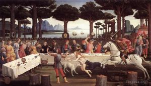 Artist Sandro Botticelli's Work - The banquet in the forest (The Story of Nastagio degli Onesti - third episode)