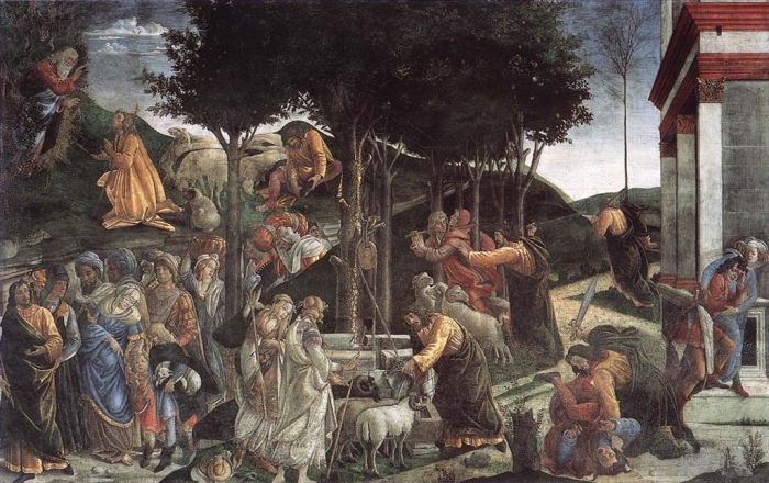 Sandro Botticelli Various Paintings - The Trials of Moses (The Youth of Moses)