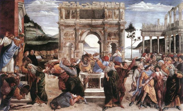 Sandro Botticelli Various Paintings - Punishment of the Rebels (The Punishment of the Sons of Corah)
