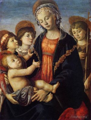 Artist Sandro Botticelli's Work - The Virgin And Child With Two Angels