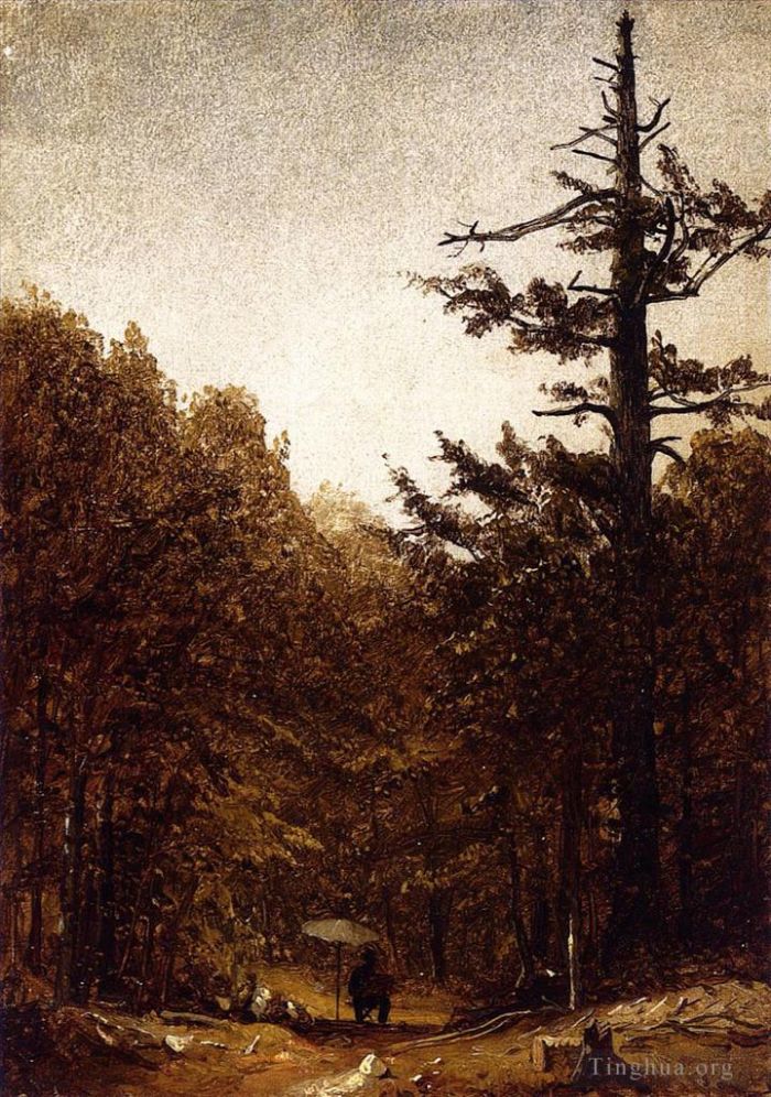 Sanford Robinson Gifford Oil Painting - A Forest Road
