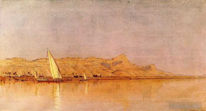 Sanford Robinson Gifford Oil Painting - On the Nile Gebel Shekh Hereedee