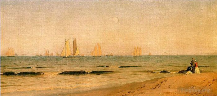Sanford Robinson Gifford Oil Painting - Sandy Hook 1865