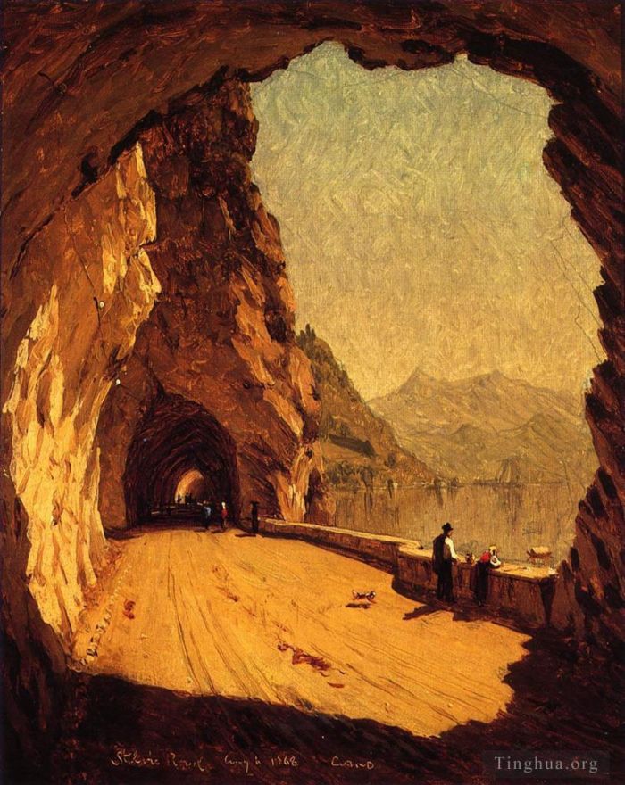 Sanford Robinson Gifford Oil Painting - Stelvio Road by Lago di Como