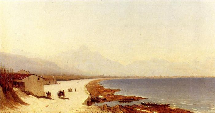 Sanford Robinson Gifford Oil Painting - The Road by the Sea Palermo Italy