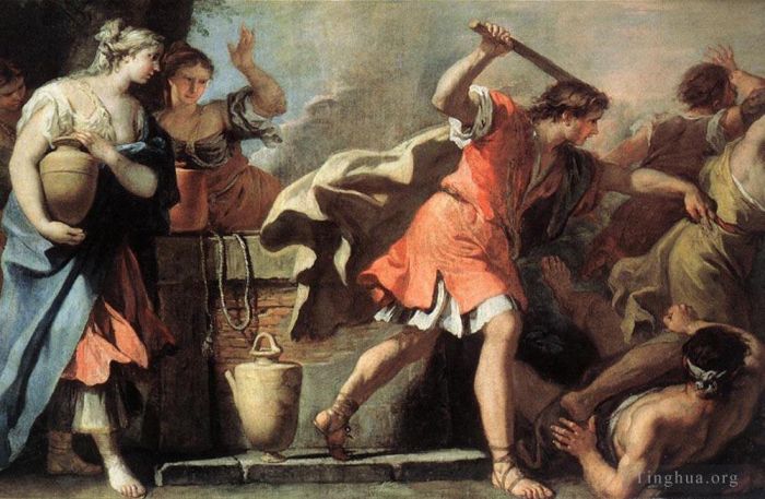 Sebastiano Ricci Oil Painting - Moses Defending The Daughters Of Jethro